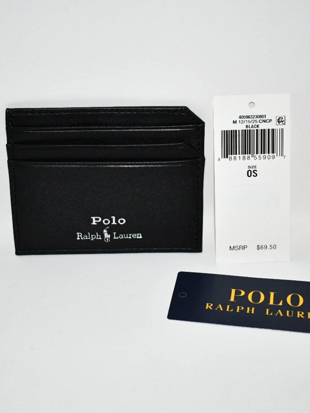 Polo Ralph Lauren Smooth Leather Card Case in Black #405963230001 NWT